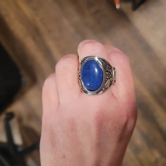 Sterling Silver Lapis Men's Ring Handmade in Turkey - Picture 3 of 4